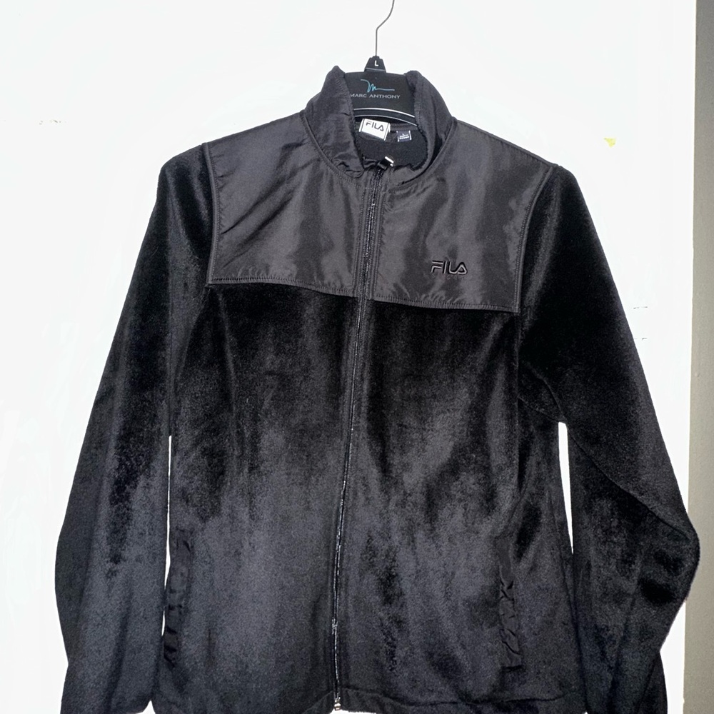 FILA Sport Black Fleece Zip Jacket — Size L — Minimal / Street / Alt Athleisure